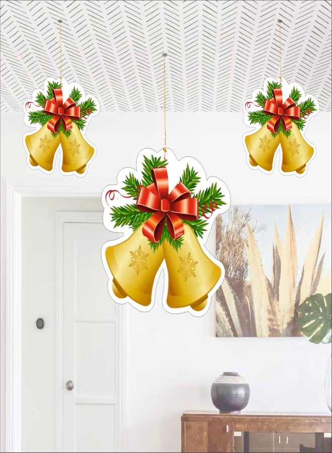 Party Baazaar Christmas Hanging Danglers | Merry Christmas Paper Bells Ornaments | Xmas Party Home Ceiling Wall Door Decorations (Pack of 10) - Image 2